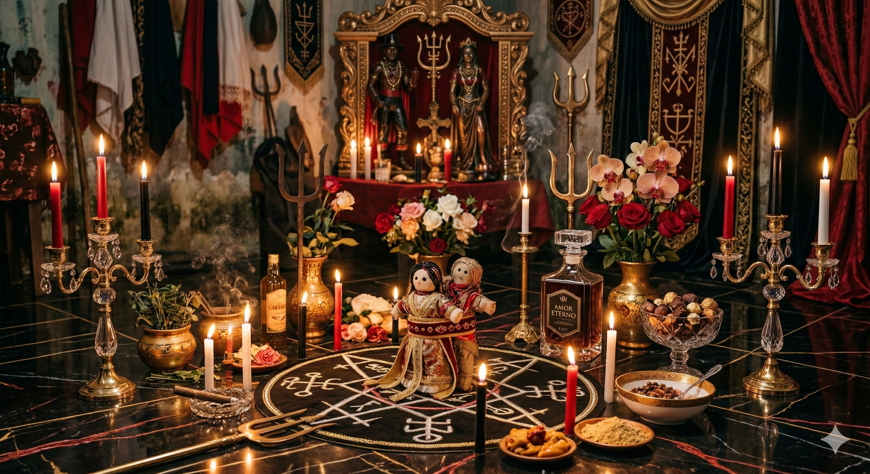 Trabalho de Amarração Amorosa Luxuosa no Altar de Quimbanda